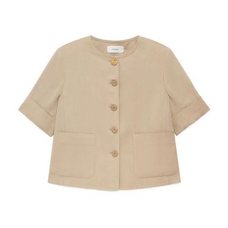 Maliparmi Maliparmi, Jassen, Dames, Beige, XL, Linnen, Tijdloos Linnen Jasje