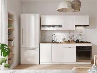 Vente-Unique Complete Kitchen - 200 Cm - 6 Storage Units - Natural & White in Light Oak