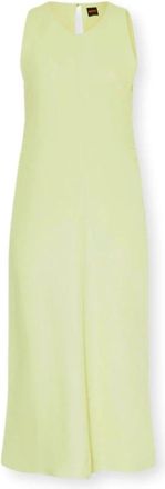 HUGO BOSS C Delinna Jurk - Dames - Casual kleedjes - Groen - 2XL - Linnen - Kleedjes