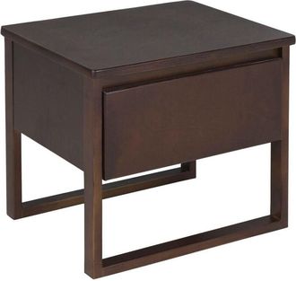 Beliani 1 Drawer Bedside Table GIULIA Pine Wood Dark Brown