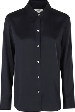 Vince Slim Fit Klassiek Shirt - Dames - Overhemden - Blauw - M - Spandex - Overhemden