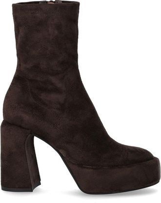 Elena Iachi Zelda Brown Heeled Ankle Boot