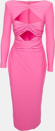 Self Portrait Pink Jersey Cut Out Ruched Midi Dress