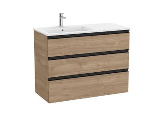 Roca Conjunto Mueble The Gap 1000x460 2 Cajones + Lavabo Izquierda Nogal