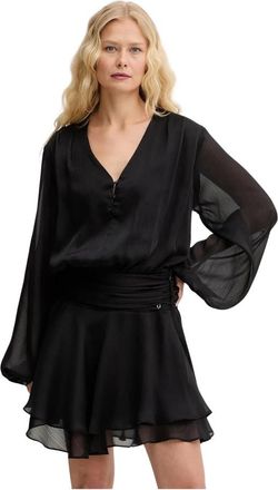 Guess Magali Mini Jurk - Dames - Korte kleedjes - Zwart - XS - Chiffon - Kleedjes