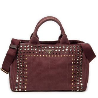 Prada Medium Rhinestone Canapa Tote schoudertas