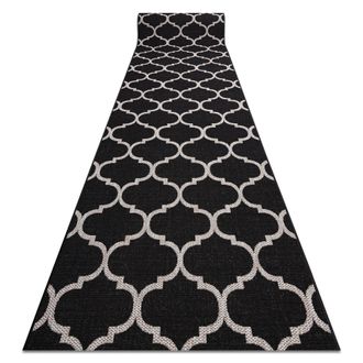RugsX Rugsx - Alfombra De Pasillo Sizal Floorlux Modelo 20608 Espaldera Marroqu&iacute; Negro / Plateado 120 Cm Black 120x1400 Cm