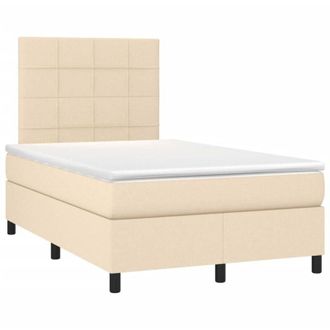 vidaXL Cama Box Spring Con Colch&oacute;n Y Luces Led Tela Crema 120x190 Cm Vidaxl