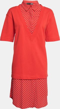 Love Moschino Red Cotton & Crepe Inset Short Sleeve Dress