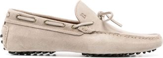 Boggi Milano logo-debossed suede boat loafers - men - Calf Leather/Calf Suede/Rubber/Calf Leather - 41 - Neutrals