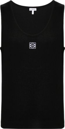 Loewe Anagram-embroidered ribbed cotton tank top - men - Elastane/Cotton/Polyester - L - Black