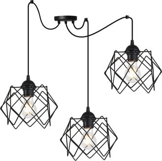 OEM L&aacute;mpara Colgante Stella Spider 3 Platos Pantalla Negra E27