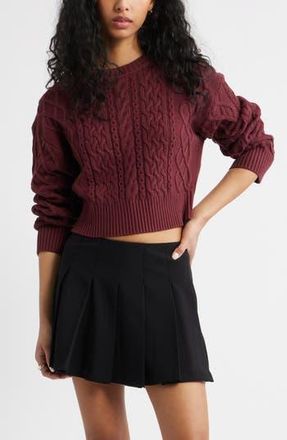 BP. Cable Pullover Sweater in Burgundy Tannin at Nordstrom Rack, Size Large