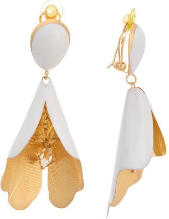 Oscar De La Renta Bell Flower Enamel Large Earrings