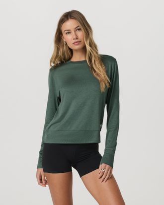 Vuori Clothing Daydream Crew Neck Shirt | Agate Green Heather | XS, Size Extra Small