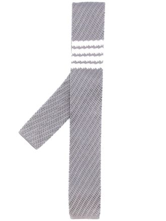 Thom Browne 4-Bar knitted silk tie - Grey