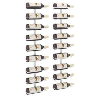 Berkfield Home Wall-mounted Wine Rack for 9 Bottles 2 pcs White Iron