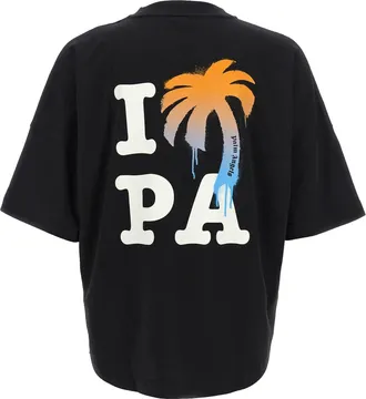 Palm Angels Mens Black Cotton T-Shirt