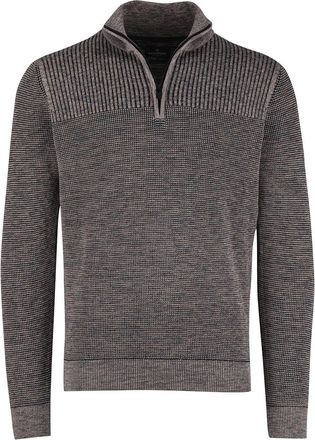 Casamoda Half zip trui Casa Moda grijs structuur