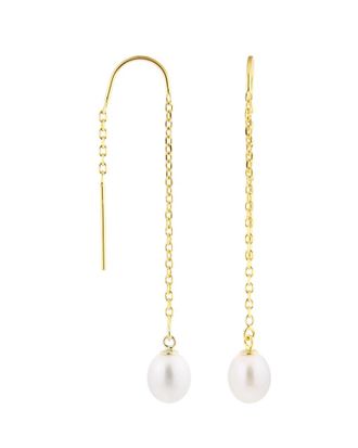 Splendid Pearls Plated Silver 7.5-8Mm Freshwater Pearl Drop Earrings