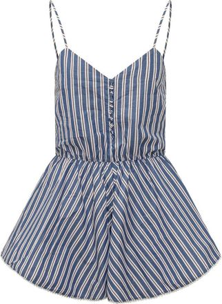 Andamane Blue Stripes V Neck Mini Dress