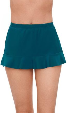 Aqua Green High Waist Slimming Ruffle Skirt Swimsuit Bottom in Lagoon at Nordstrom, Size X-Large