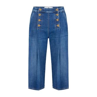 Elisabetta Franchi Korte Broeken, Dames, Blauw, W31, Denim, Denim Bermuda Shorts