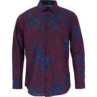 Lords of Harlech Nigel Button-Up Shirt in Montgat Paisley Plum at Nordstrom, Size Medium