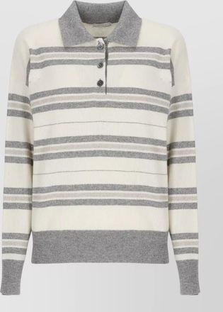 PESERICO wool silk cashmere striped crewneck sweater
