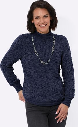 Casual Looks Strickpullover CASUAL LOOKS Pullover, Damen, Gr. 40, blau (marine), 65% Polyester, 35% Baumwolle, unifarben, Pullover Strickpullover