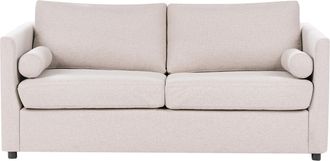 Beliani Sof&aacute; Cama 2 Plazas Con Marco Desplegable Y Colch&oacute;n Sala De Estar Beige Inkoo