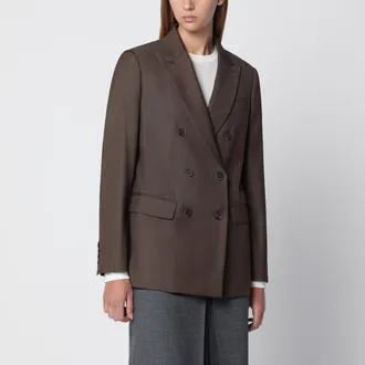 Max Mara Giacca doppiopetto color cuoio in lana