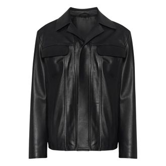 Lardini Leather Jackets, male, Black, Size: L Leather Flap-Pocket Jacket