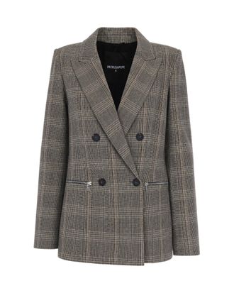 Patrizia Pepe Grey Prince Of Wales Double-Breasted Blazer