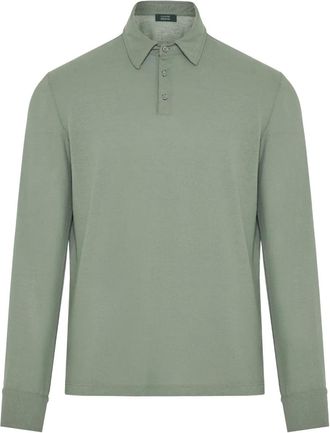 Zanone Polo in cotone a maniche lunghe - Verde