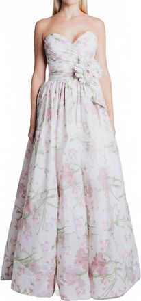 Catherine Regehr Strapless Moira Gown In White/pink