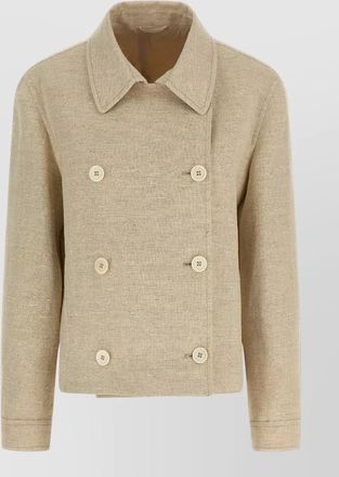 Brunello Cucinelli double breasted jacket buttoned cuffs collar