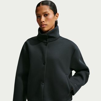 Nike Womens Article Fleece Oversized Jacket in Black | IX7055-010