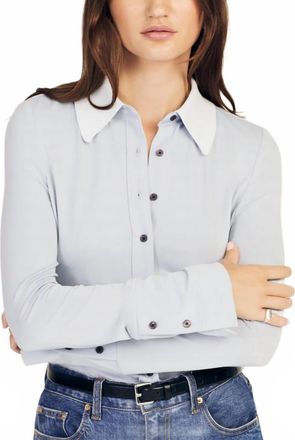 Derek Lam Ulla Button Down Knit Top In Blue