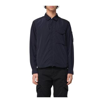 C.P. Company C.P. Company, Light Jackets, male, Blue, 2XL, Lightweight Goggle Jacket Over Shirt