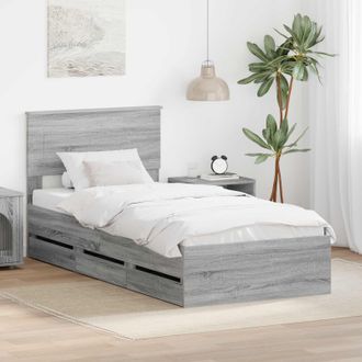 vidaXL Estructura De Cama Gris Sonoma 75 X 190 Cm Madera Ingenieril Vidaxl