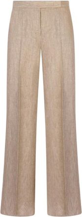 Max Mara Deserto Broek - Dames - Wijde Broeken - Bruin - XS - Linnen - Broeken