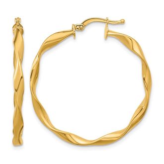 Diamond2Deal 14K Yellow Gold Medium Twisted Hoop Earrings