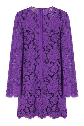 Dolce & Gabbana Womens Lace Mini Dress Purple Viscose