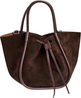 Proenza Schouler Chocolade Suede Gerimpelde Tote Tas - Dames - Shoppers - Bruin - ONE Size - Leer - Tassen