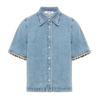 Frame Denim Camicia in Denim a Maniche Corte - - Blouses & Shirts - Donna - Blu - XS