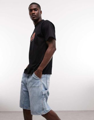 Carhartt Work in Progress Pantaloncini con ginocchia doppiate lavaggio blu candeggiato