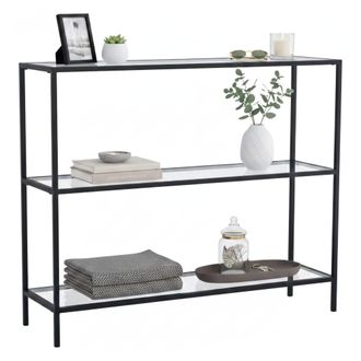 Dmora Consola Elara, Mesa Multiusos, Gabinete De Soporte, Escritorio De Pasillo, 100x30h85 Cm, Negro, Con Embalaje Reforzado - Dmora