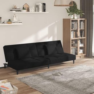 vidaXL Sof&aacute; Cama De 2 Plazas Con Dos Almohadas Terciopelo Negro Vidaxl