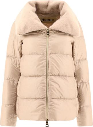 Herno Beige Quilted Faux-fur Jacket